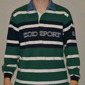 Vintage I Zod Polo Rugby Shirt Denim Collar Large